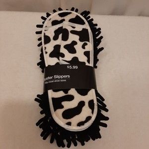 CVS Duster Slippers 2016 Cow Print Leopard Print White Black New In Package